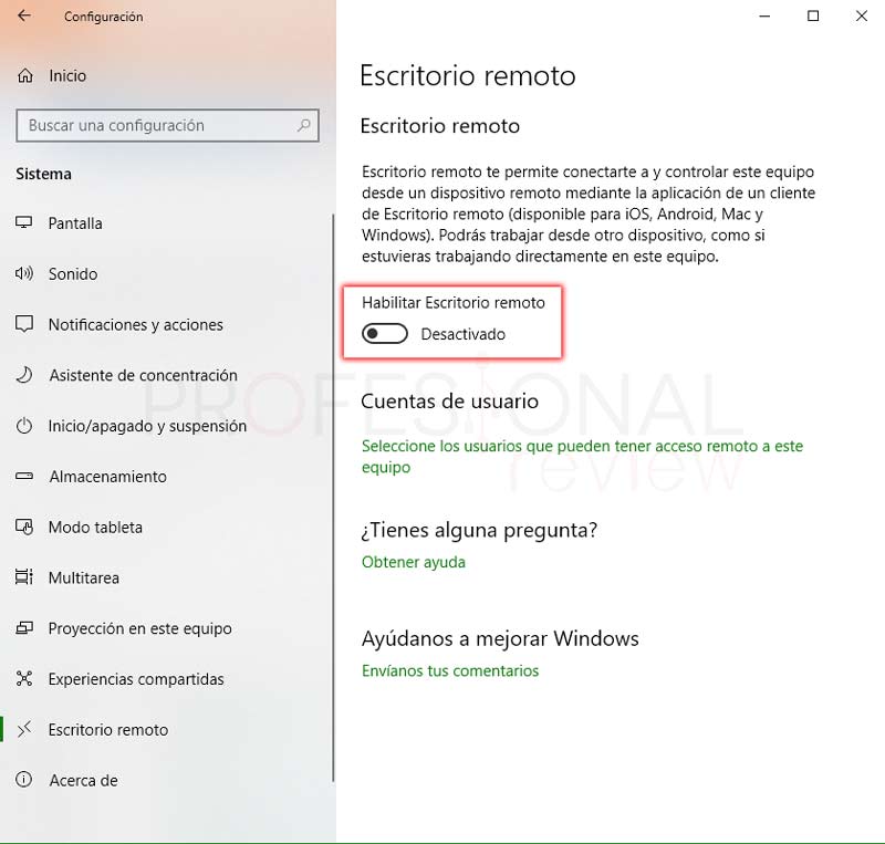 Escritorio remoto Windows 10 paso 01