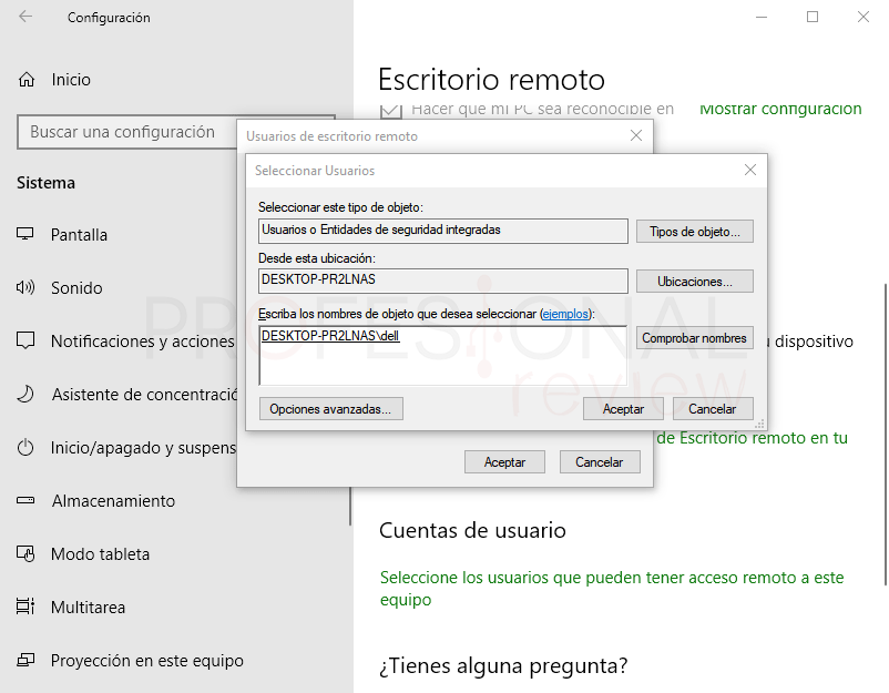 Escritorio remoto Windows 10 paso 07